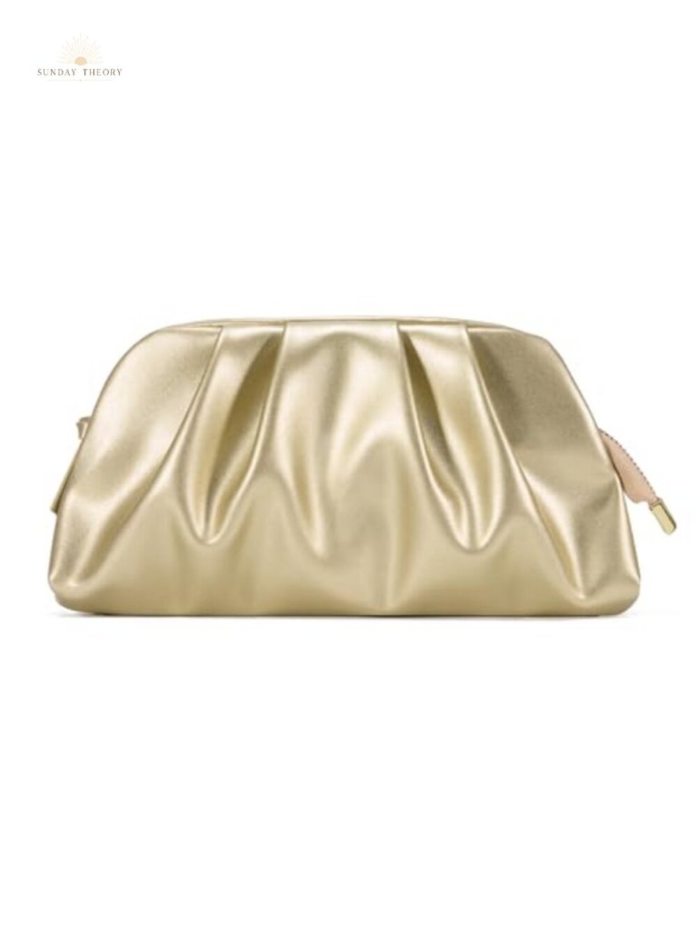 Womens Pleated Vegan Leather Clutch Evening Crossbody Bag with Chain Strap